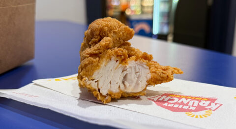 Chicken tenders and a biscuit at Krispy Krunchy - Cambridge Day